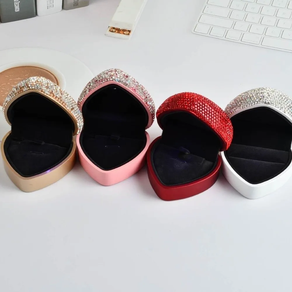 Diamond LED Light Ring Box Storage Ring Display Heart Shape Gift Boxes Girlfriend Gift Confession Valentine Gift Packaging Box