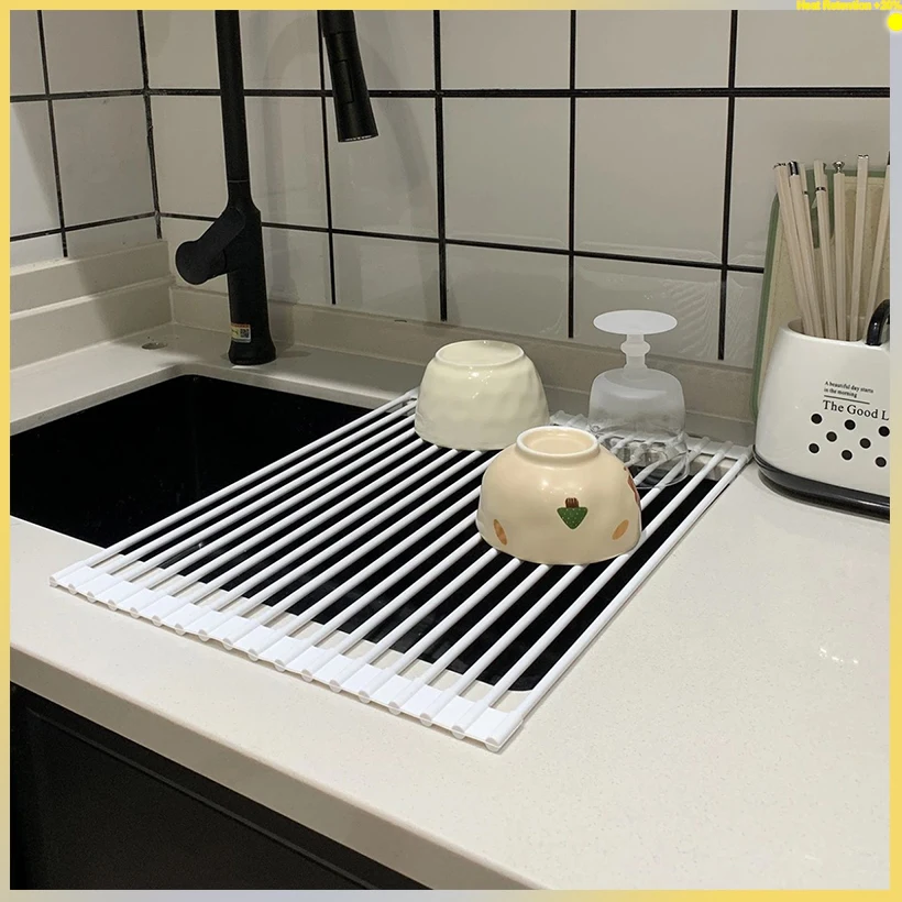 

Silicone Dish Rack Foldable Drainer 20KG Heavy Duty Kitchen Sink Organizer Fridge Safe Space Saving Multi Color Seamless Design