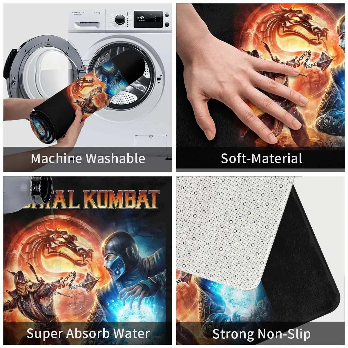 Scorpion Vs Sub Zero Mortal Kombat Video Bath Mat Carpet Door Mat 50x80cm Kitchen Carpet Carpet Floor Carpets