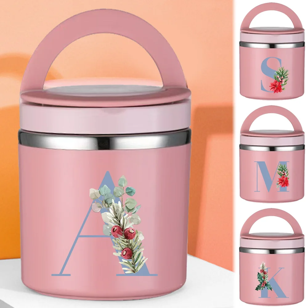 

New Camping Picnic Thermal Jar Insulated Soup Cup Children Worker Lunch Box Portable Blue Letter Series Simple Bento Lunch Box