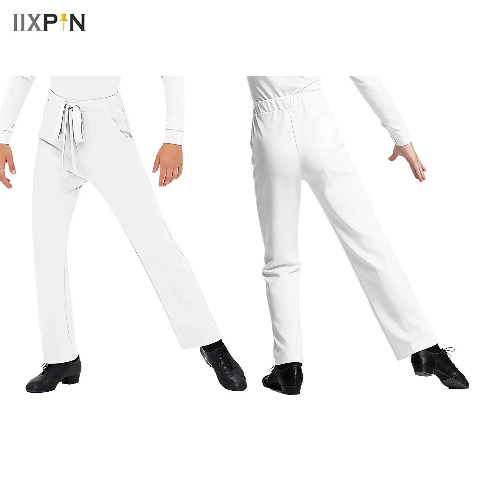 

Kids Boys Standard Latin Dance Competition Costumes Black Ballroom Dancing Practice Pants Male Rumba Samba Training Wear