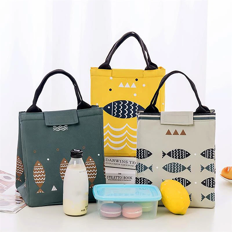 Fish Pattern Waterproof Portable Tote Lunch Insulated Bags Large Capacity Picnic Lunch Bags Ice Cooler Bag All Seasons Universal