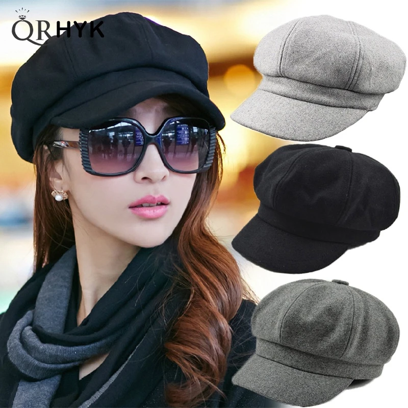 Fashion Women Beret Autumn Winter Octagonal Cap Hats Artist Painter Newsboy Hat Casual Beret Cap