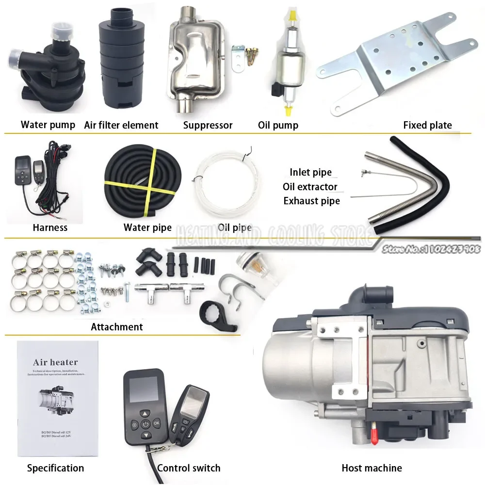 12V 5KW Two-way remote control Diesel Dual Mode Car Heater Kit Webasto Dry Heating Preheater Parking Heater Universal Preheater