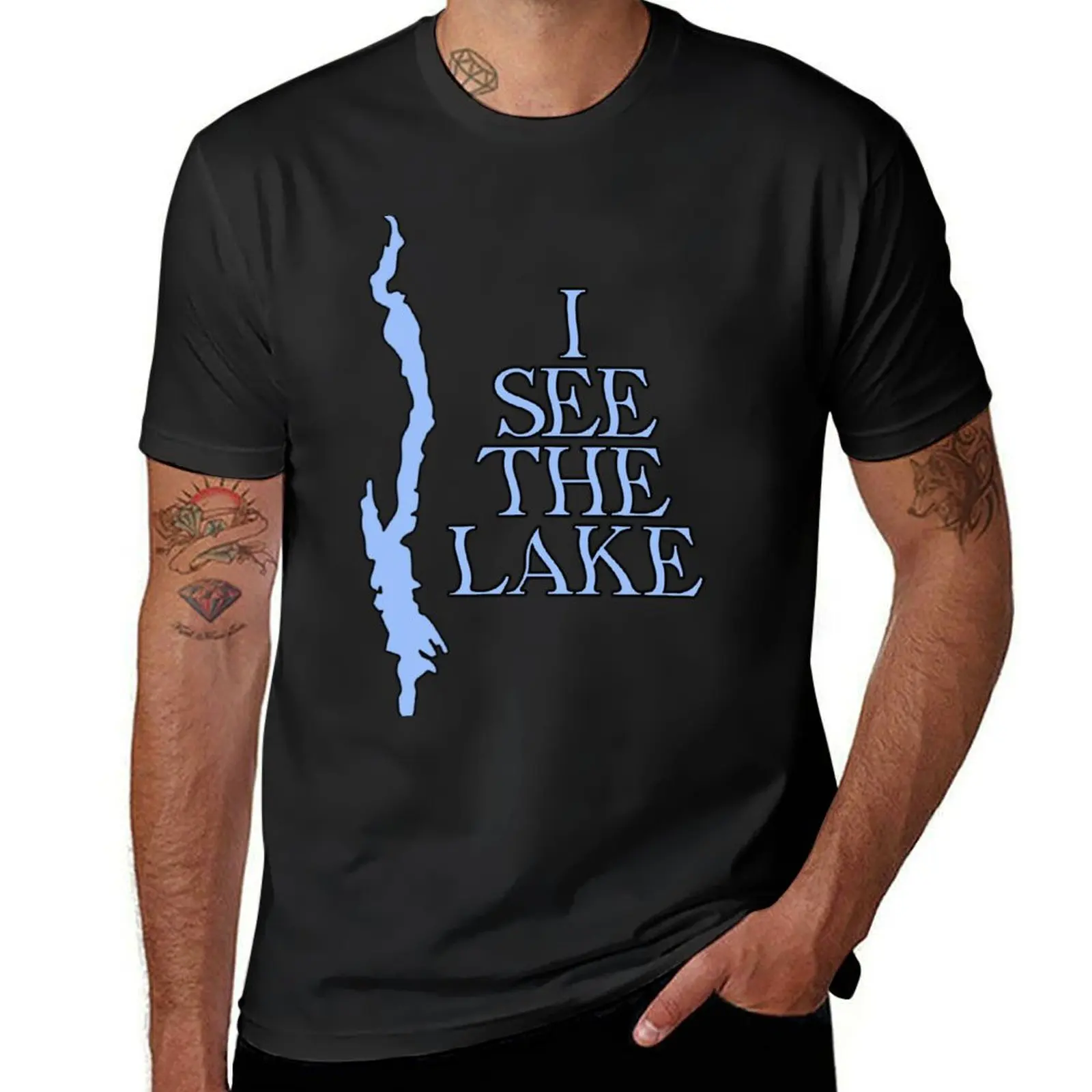 I see the Lake (Lake George - Blue) T-Shirt shirts graphic tees tees mens big and tall t shirts