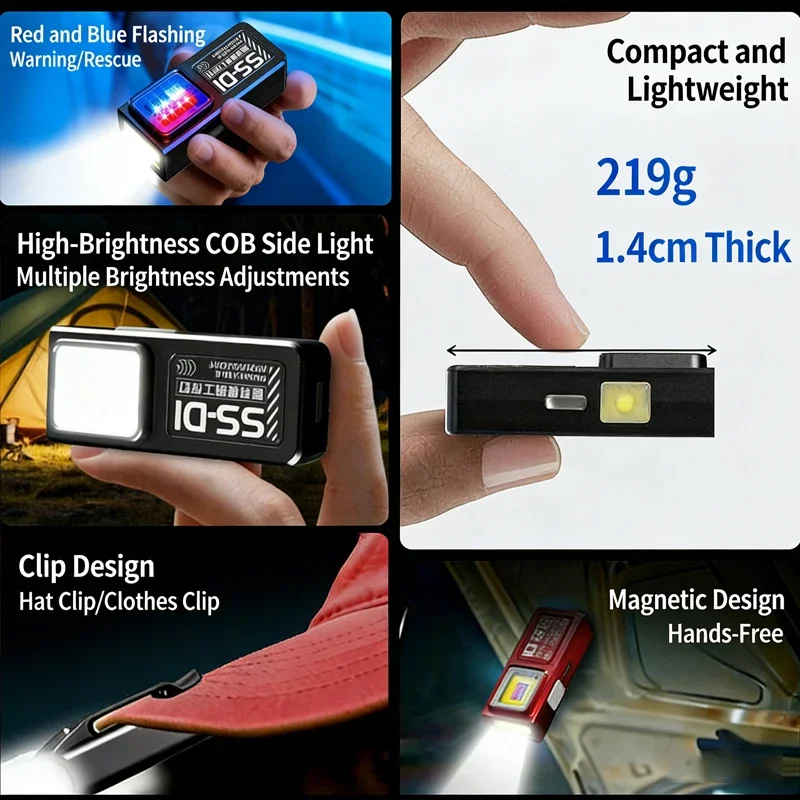Mini Portable COB LED Flashlight Rechargeable Powerful Work Light with Clip Magnet Waterproof EDC Camping Walking Pocket Lamp image 5