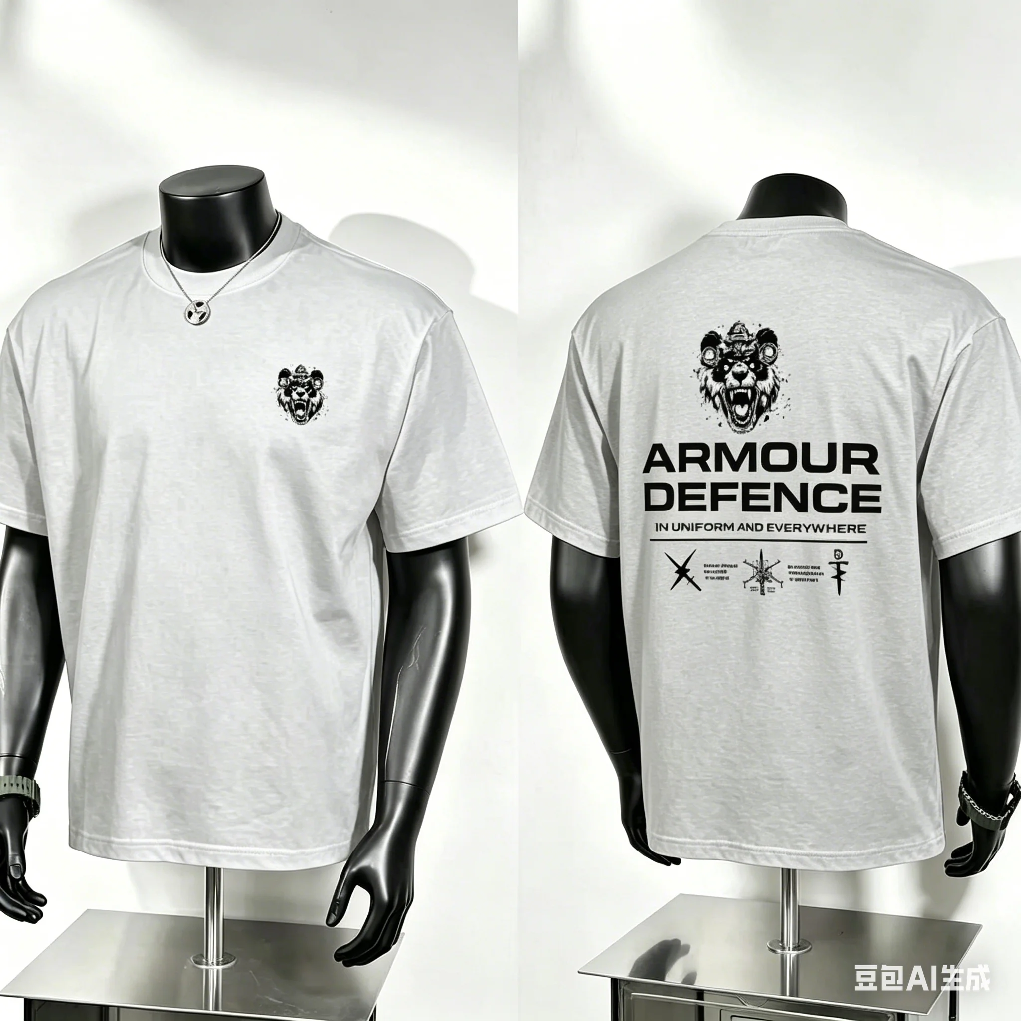 Tactical Bear Armour Defence Graphic Cotton Tee Print T Shirt Hardcore Workwear Streetwear Casual Top