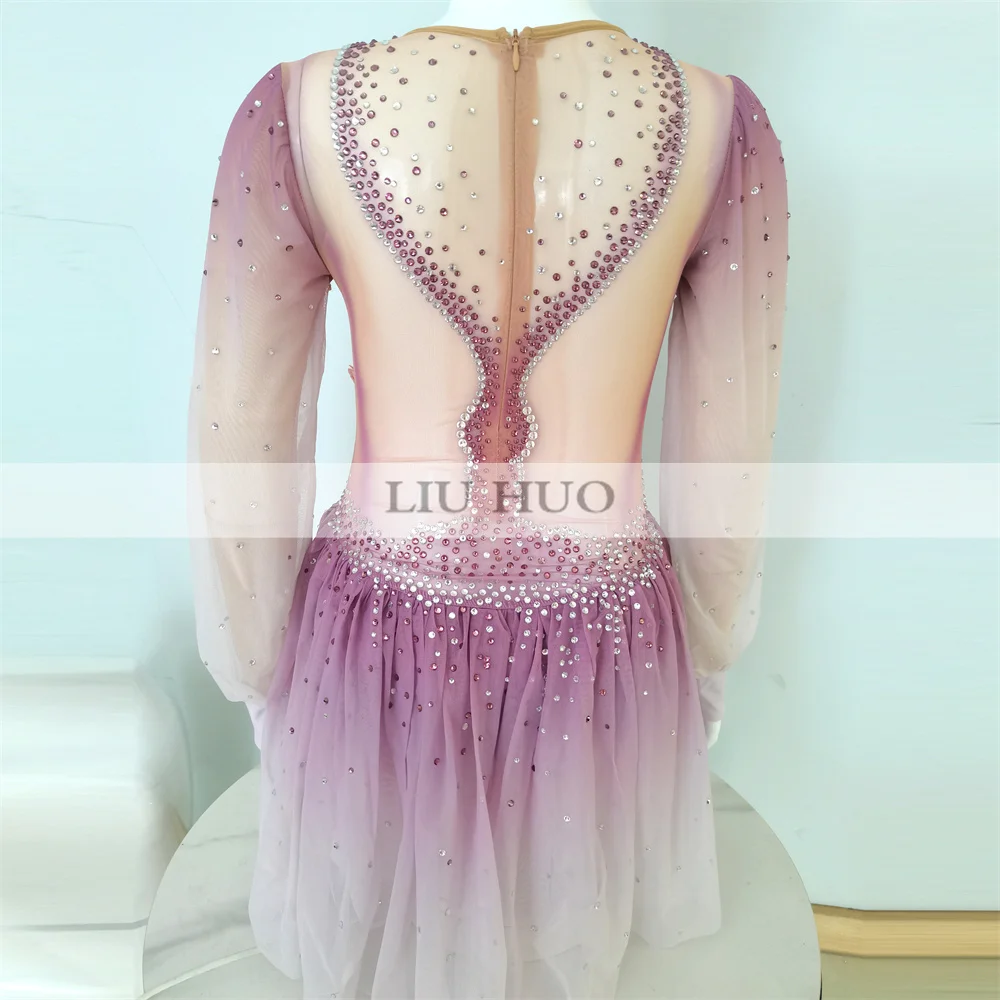 LIUHUO danse sur glace robe de patinage artistique femmes adulte fille adolescents personnaliser Costume Performance compétition justaucorps dégradé violet