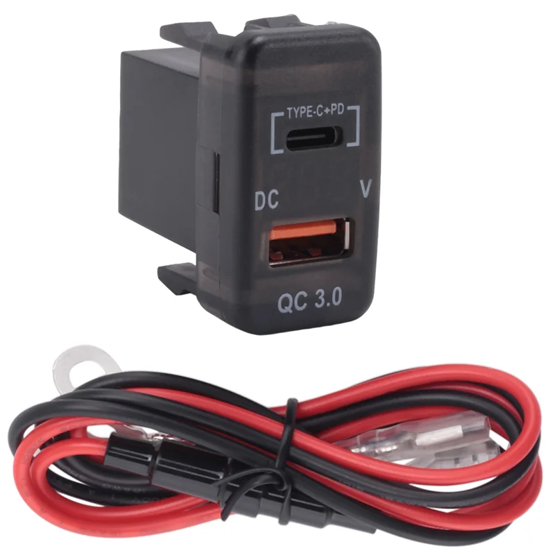 

A66P-Car Fast Charger Adapter QC3.0 Dual USB Quick Charger Socket With Voltmeter For Toyota Land Cruiser Hilux Prado FJ