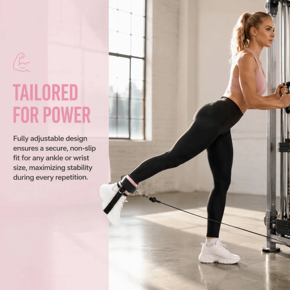 Adjustable Length Ankle Training Strap Versatile Use Ankle Strap Design Weighted Assistance Strap Pink Color Ankle Wrist Cuff