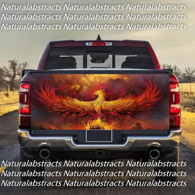 Phoenix Graphic Art Tailgate Wrap Decal Tailgate Sticker For Trucks, Fire Phoenix Truck Tailgate Decal