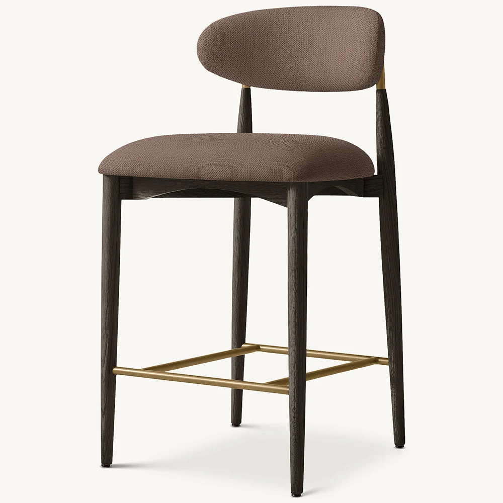 2026 Modern Luxury Wooden Armless Fabric Bar Counter Stool Chair for Hotel Apartment Contemporary Dining Room in Stockpromote sa