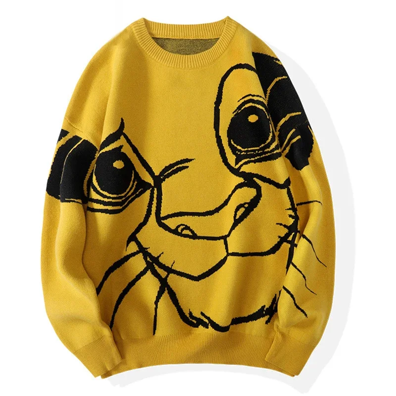 Disney Anime Hoodie Plus-size Sweatshirts Simba cotton Pullovers for Men Coat Male Autumn and Winter Loose Wild Thicken Tops