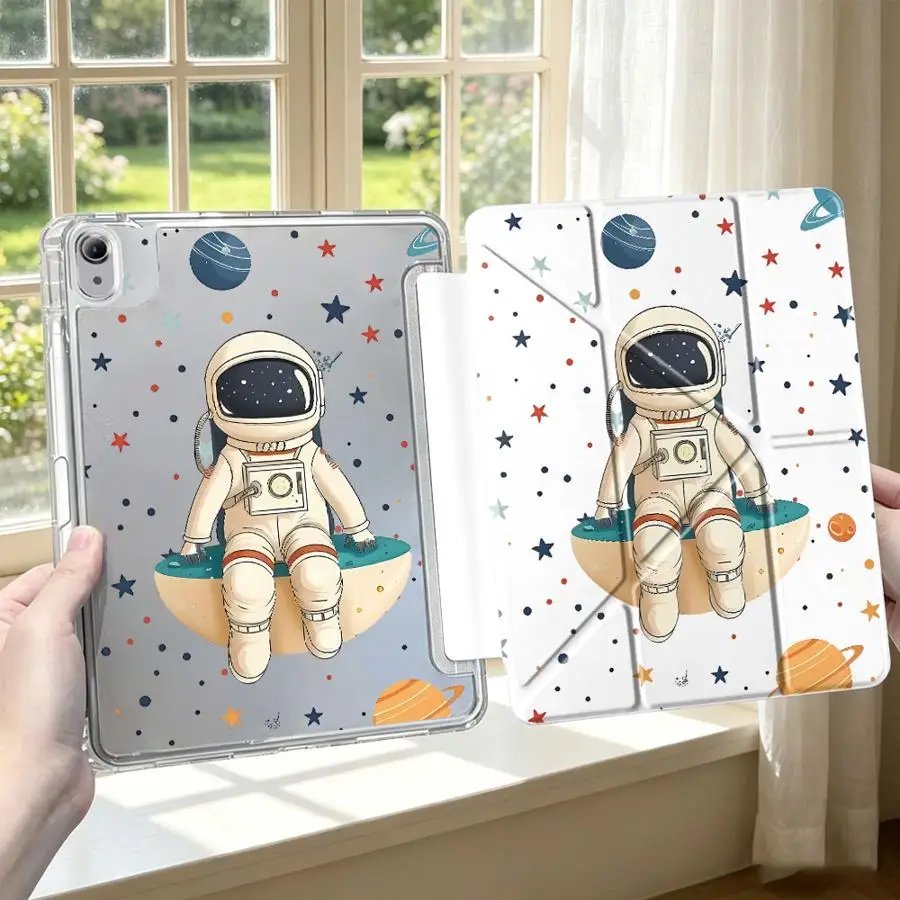 Cute Astronaut Tablet Case For iPad Air 8 M2 M3 3 Mini 7 6 5 12th Pro 13 2025 2026 9th 10th Gen 11th With Pen Slot Cover