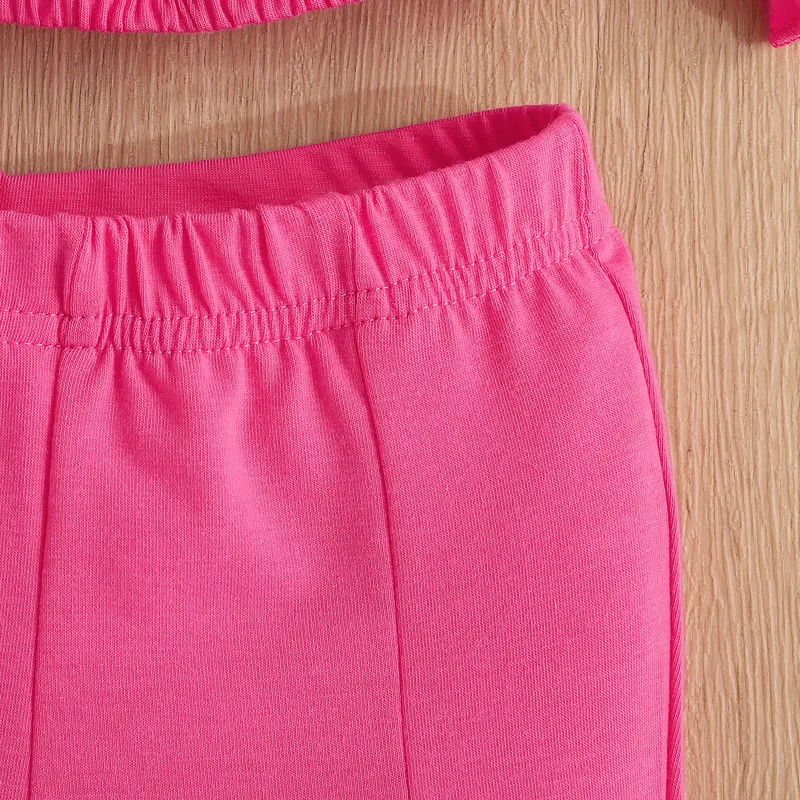 Focusnorm-مجموعة من الملابس للفتيات الصغيرات ، تي شيرت قصير الأكمام وسراويل جينز بدون أكتاف ، جزأين ، الموضة ، الصيف ، من 1 إلى 6 سنوات #6