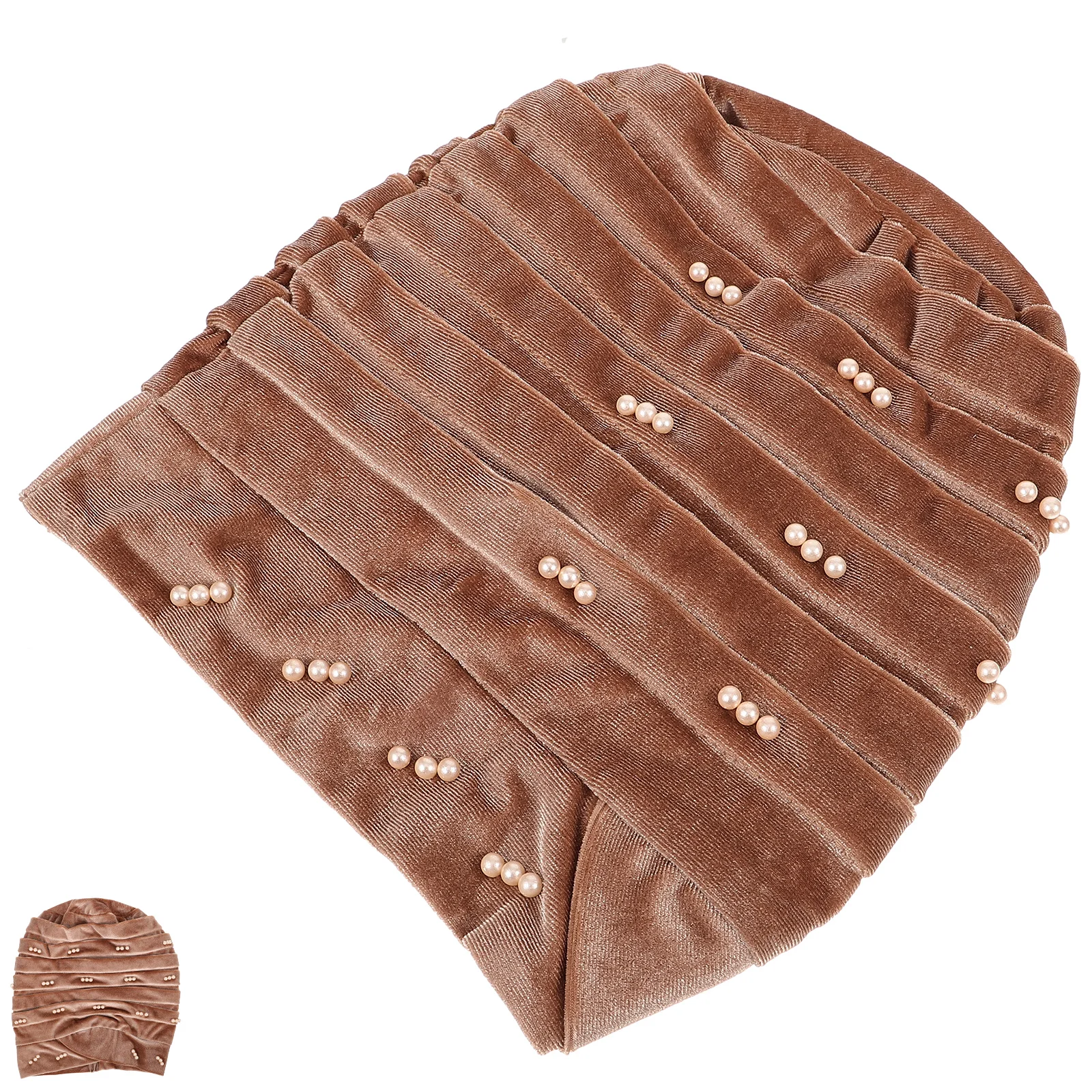 

Pearl Turbans Women Bonnet Velvet Hat Chemotherapy Hair Cover Lightweight Foldable Travel Outdoor Party Daily Wear Comfortable