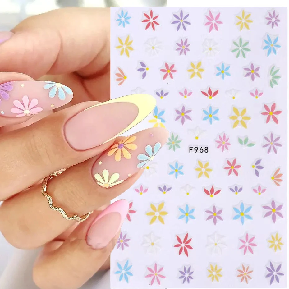 Semplici fiori 3D adesivi per unghie primavera estate fiore floreale tulipano frutta Nail Art decalcomanie adesivi cursori decorazioni per Manicure