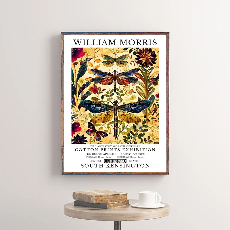 Vintage William Morris Plant Exhibition Wall Art Poster Retro Insect Print Canvas Painting Picture for Room Home Decoration