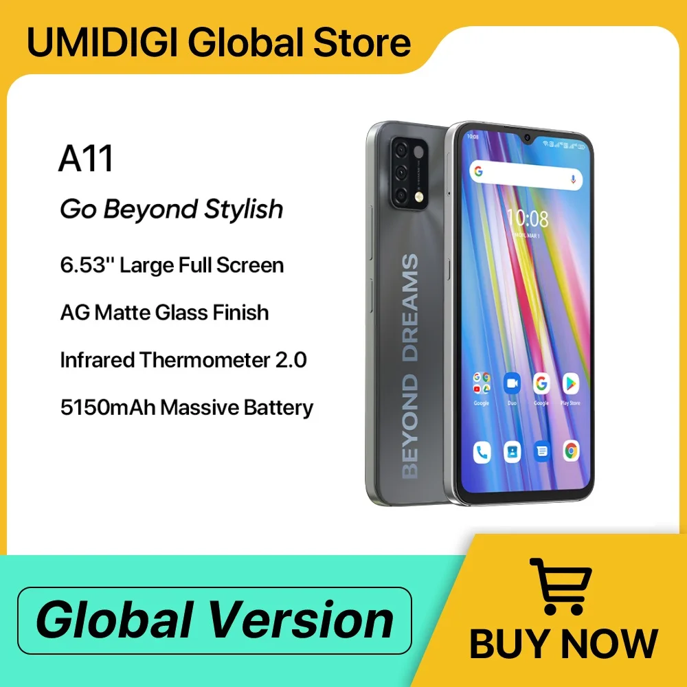 UMIDIGI A11 Global Version Android 11 Smartphone Helio G25 4GB 128GB 6.53