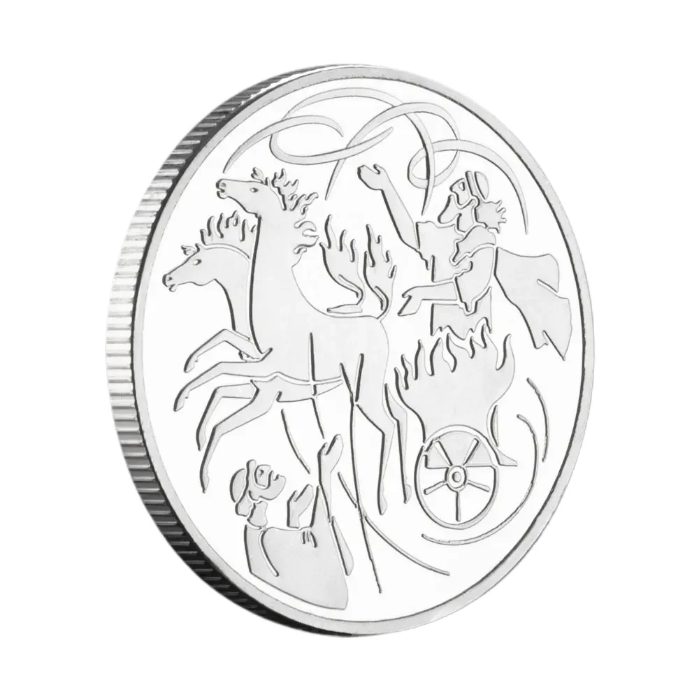 Elijah in The Whirlwind Silvery Plated Collectible Gift Bible Story Souvenir Coins Commemorative Coin