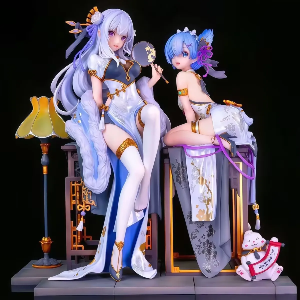 

Re:Life In A Different World From Zero Anime Figure Emilia And Rem Cheongsam Costume Action Figures Sexy Girl Model Toys Gifts