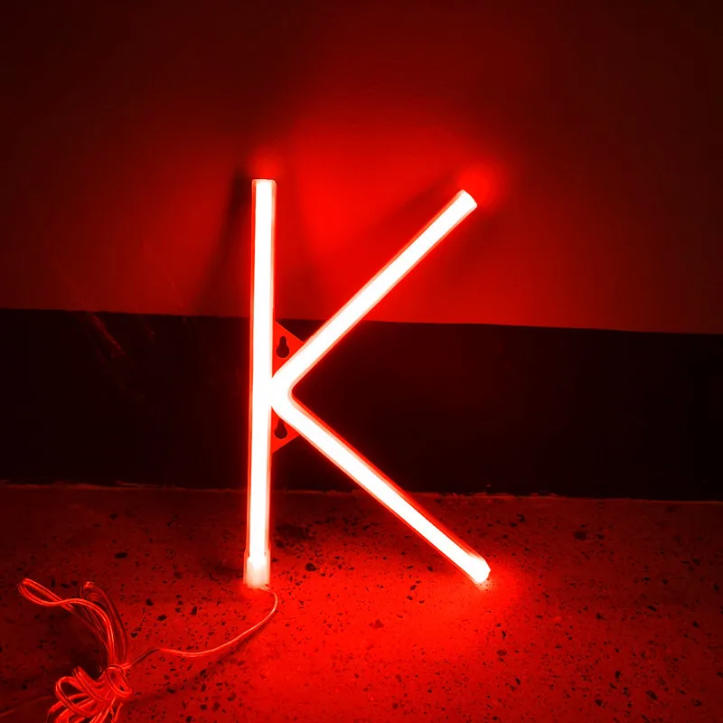 Luce al Neon con lettera rossa, cartello con nome fai da te, festa di nozze, numero di alfabeto decorativo, lampada da notte a LED per pubblicità