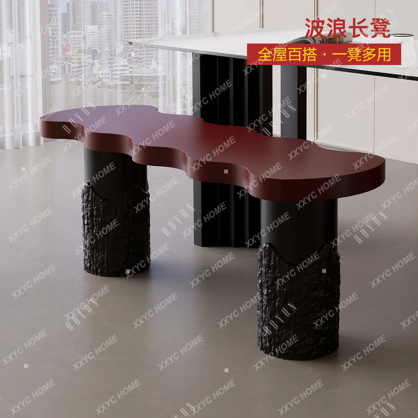 Wave Art Bench Modern Restaurant Home Bedside Long Stool Shoe Changing Stool