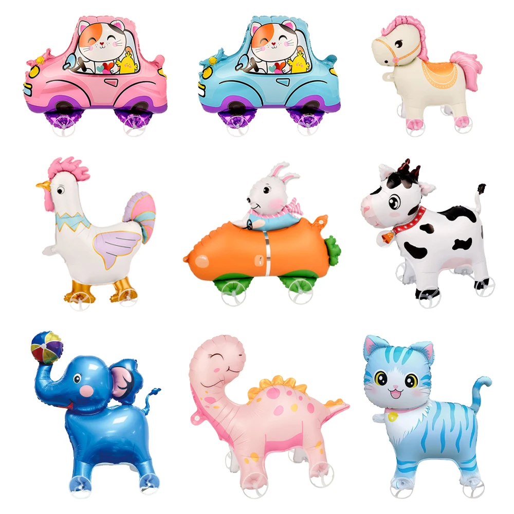 

4D Cartoon Animal Walking Foil Balloons on Wheels – Panda, Unicorn, Rabbit, Elephant | Birthday Party Decoration for Kids, Baby