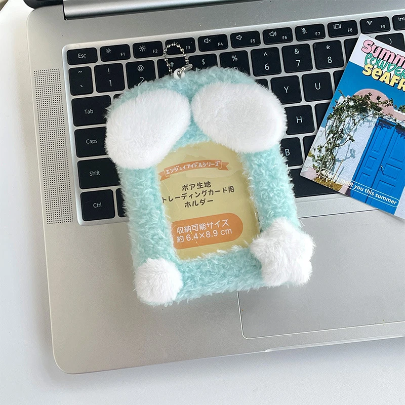 Cute Plush Cloud Photo Card Holder Idol Picture Photo Sleeves Card Case School Card Bus Card Pack Protector Keychain Bag Pendant