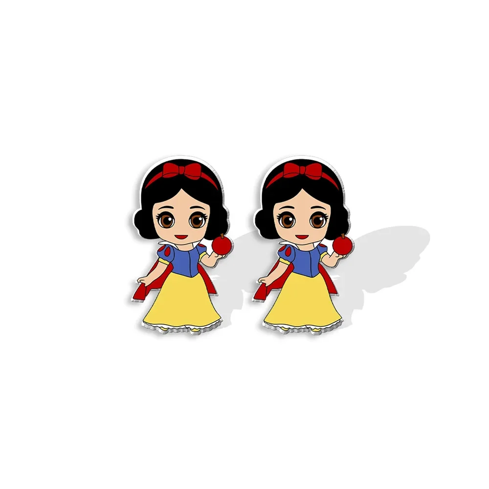 Snow White Disney Mermaid Stud Earring Anime Jewelry Accessorie Jasmine Alice Design Earrings Women Girl Kids Birthday Xmas Gift