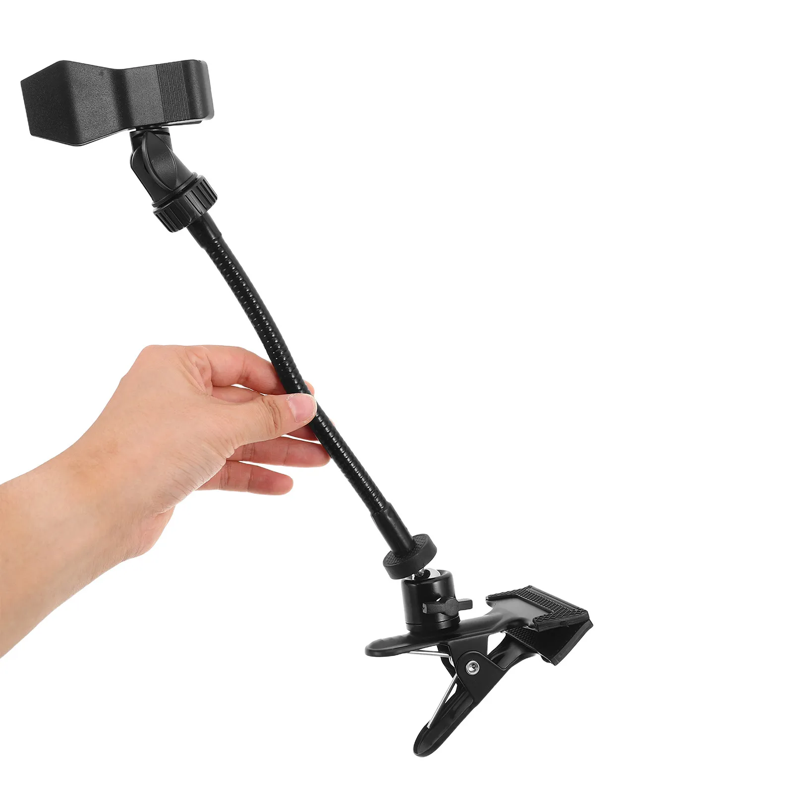 Gooseneck Microphone Stand 13.8 Adjustable Clamp Portable Mic Stand Tray for Live Streaming Teaching Outdoor Broadcast Music