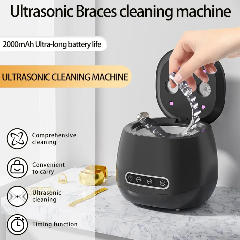 Compact Ultrasonic Multifunctional Cleaning Machine USB - Small Household Jewelry Cleaner for Makeup Brushes Braces Mouthguards