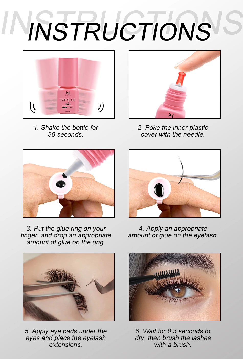 JOMAY Wimpernverlängerungskleber 0,3S-2S Extra Starker Wimpernkleber 8 Wochen Haltbarkeit Wimpernverlängerungszubehör Make-up für Profis – Detail 7