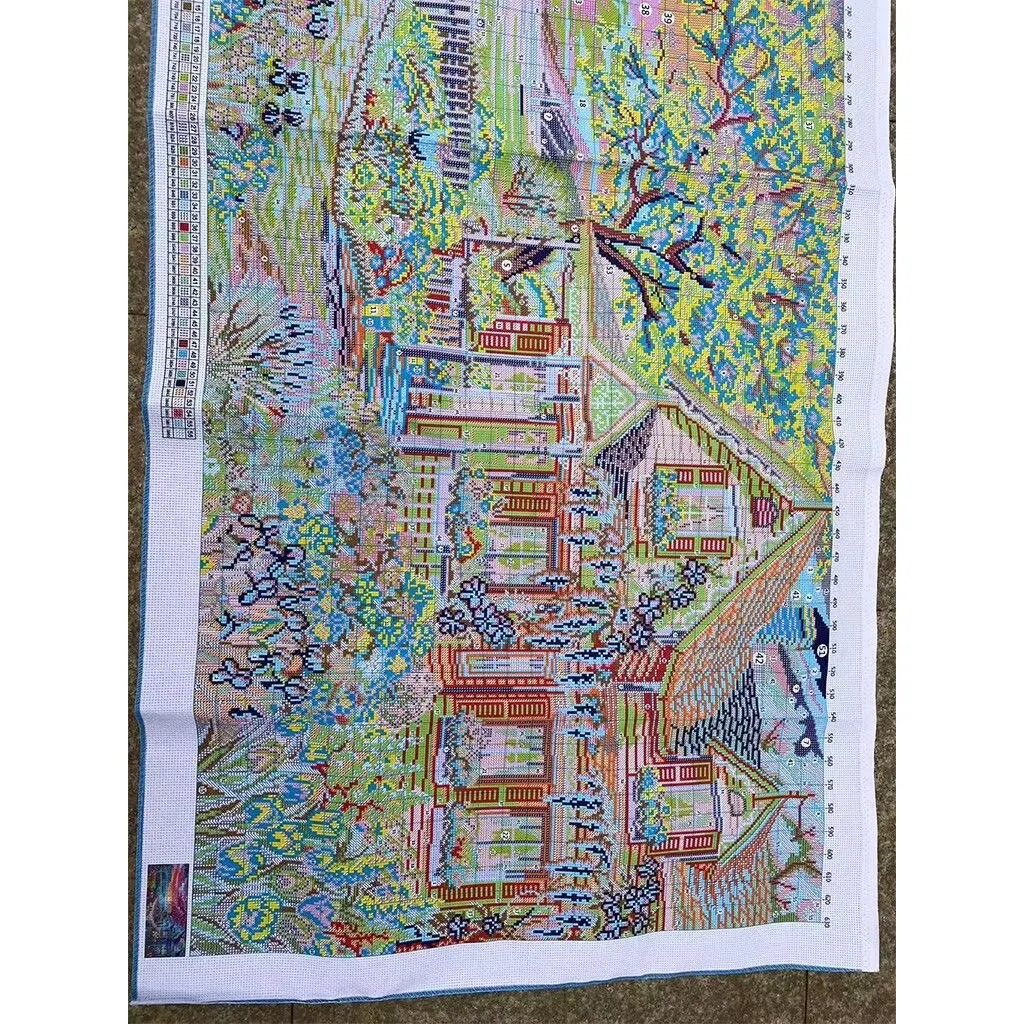 Lakeside Cottage Embroidery Kit 11CT 9CT 190x85cm DIY Cross Stitch Needlework Set Home Decor Crafts