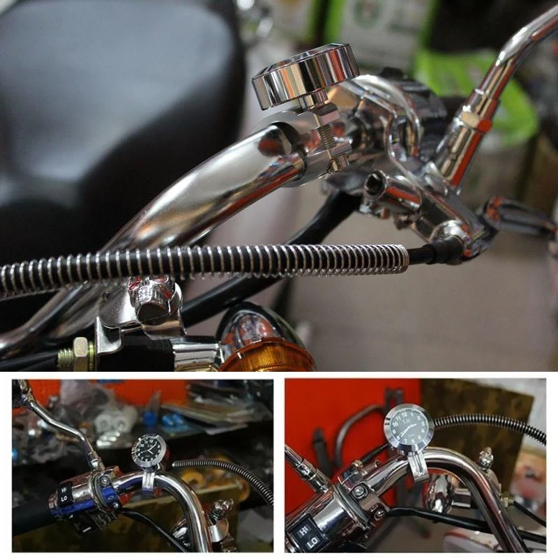 Top Motorcycle Watch Handlebar Clock Silver Waterproof for Rain Bar Mount Classic Cruisers Choppers Electric Bike EScooter Mini view 2