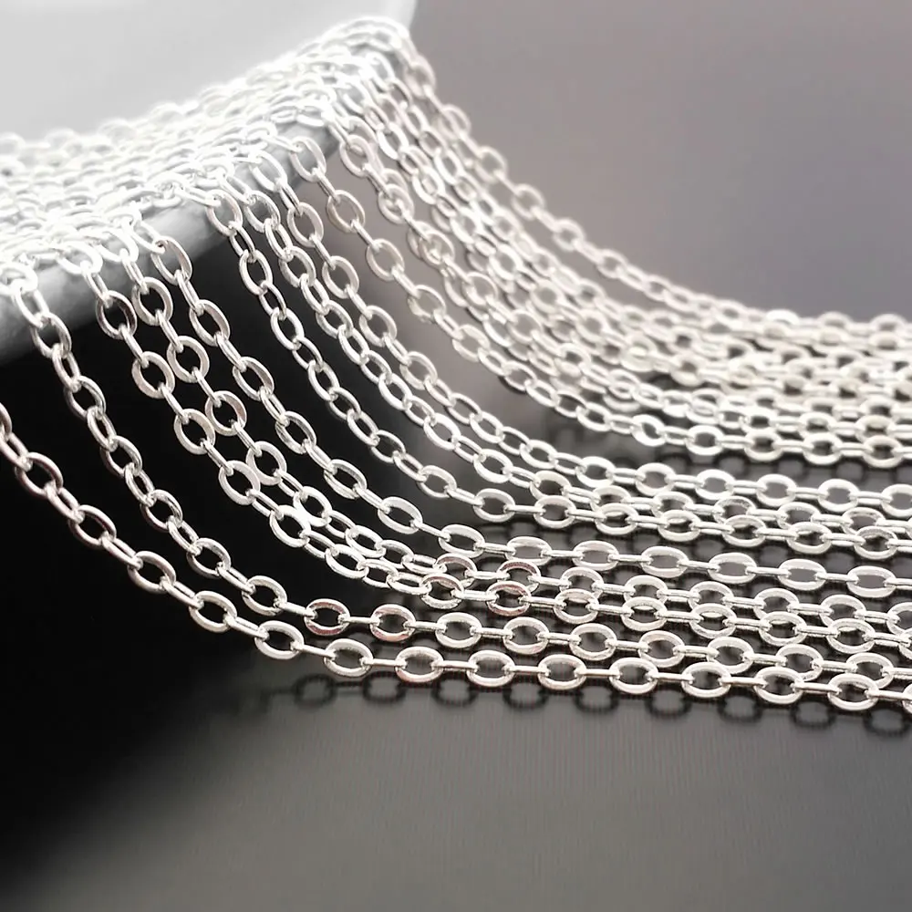 5 Meters Chain width 1MM 1.5MM 2MM 2.8MM Copper Flat Oval Shape Chains Oval Link Necklace Chain Diy Jewelry Accessories