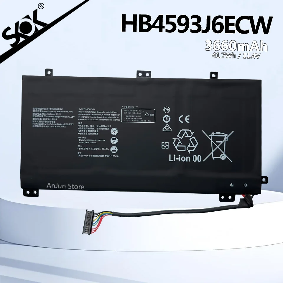 

Сменный аккумулятор HB4593J6ECW, совместимый с Huawei MateBook 13 WRT-W19 WX9 W29 HN-W19L 3ICP5/64/84 11,4 В 3660 мАч