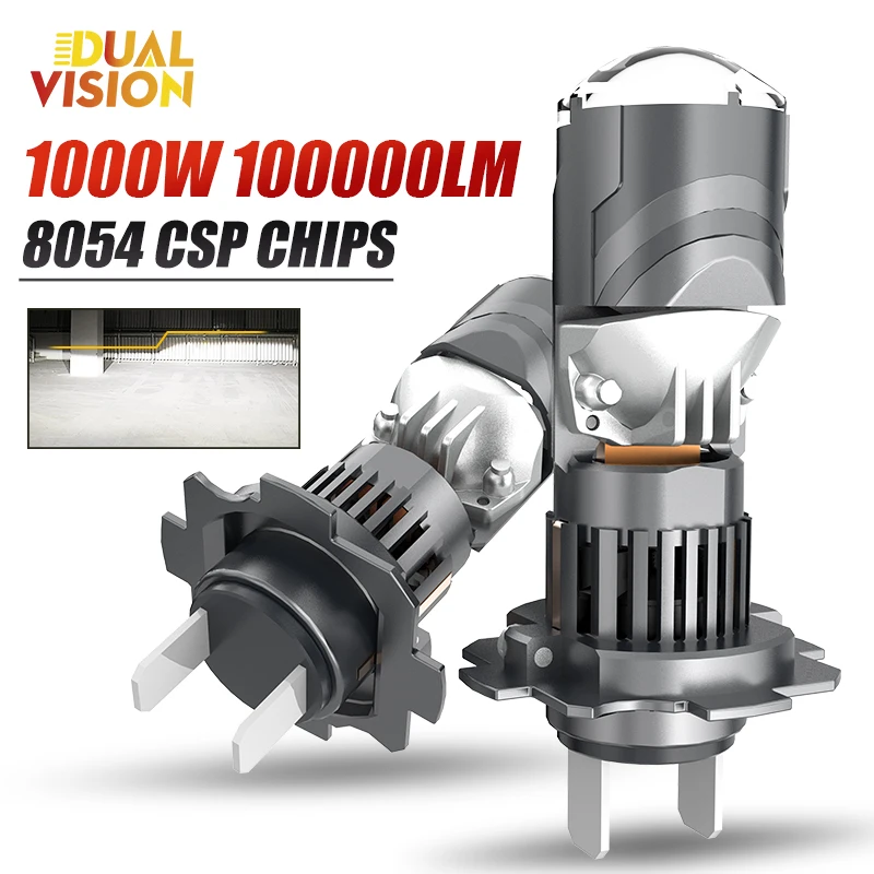 

1000W H7 H4 LED Canbus Light 1:1 Mini Headlight With Projector Lens H11 H8 9005 9006 HB3 HB4 9012 Super Bright 6000K Fog Bulb