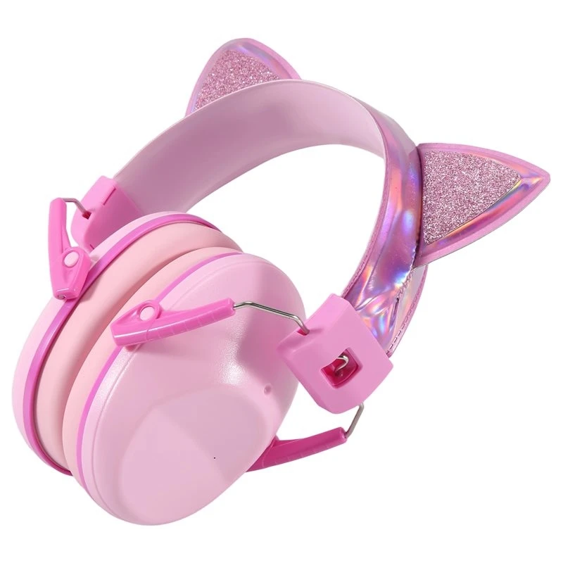 Hot kf-Pink Cat Ears Kids Earmuffs Adjustable Anti-Noise Hearing Protector For Children For Study & Sleep Noise Cancelling