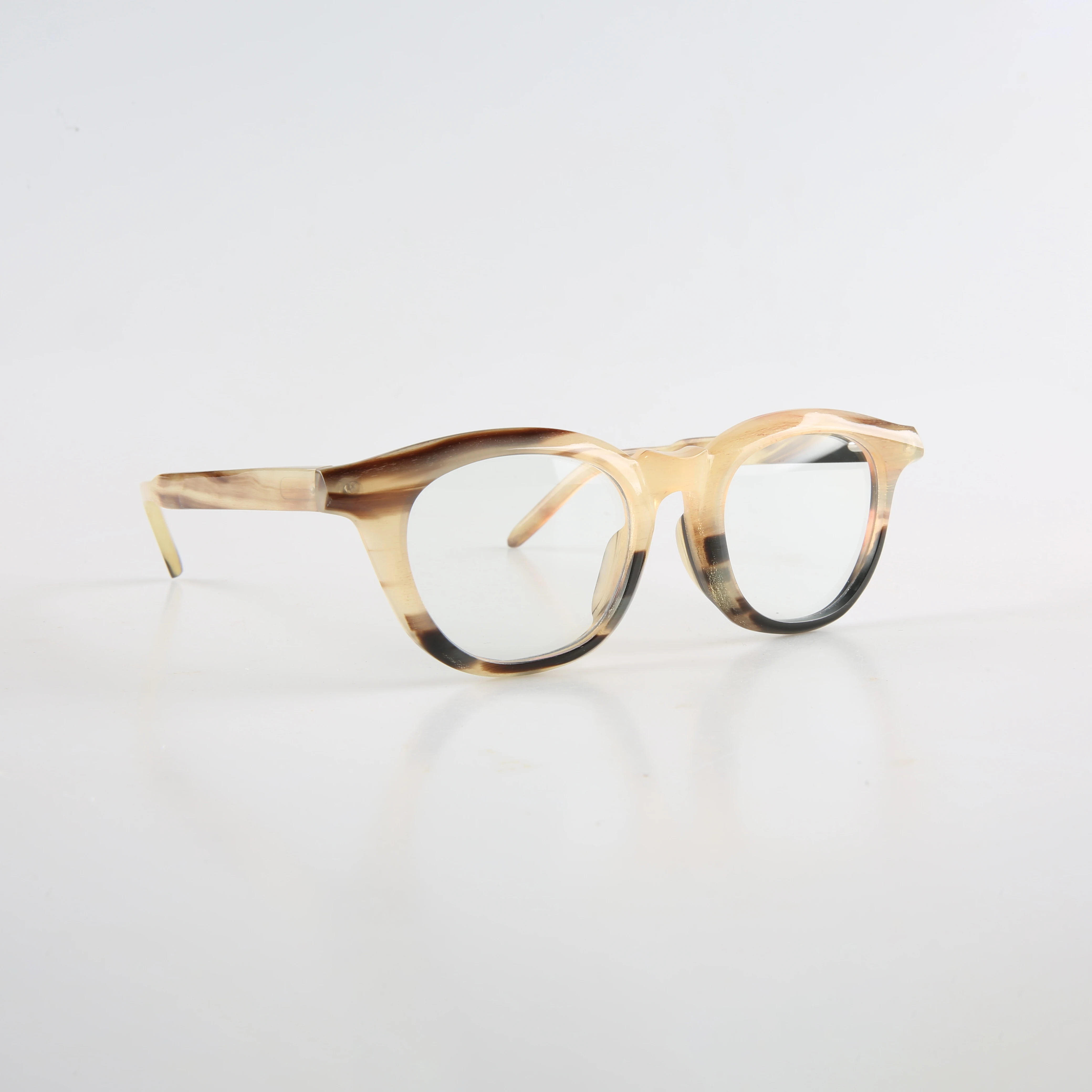 Eyeglasses Unique Retro Cat Eye Handmade 100% Natural Horn Reading Eyeglass Frames For Men Women Classic Clear Striped Eyewear