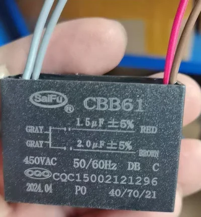 CBB61 combination fan ceiling fan with lamp 1.5UF+2UF four-wire motor ceiling fan starter capacitor