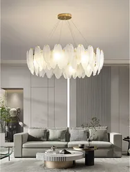 Modern Ceiling Chandelier 2026 New Lighting for Living Dining Room Luxury Art Decor Glass Feather Chandelier Hanging Lamp Lustre