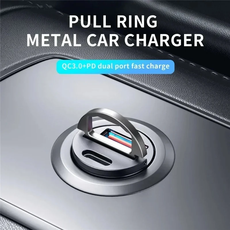 Car 66/100/200W Dual Port Mini USB Charger Ultra Fast Charging Cigarette Lighter Socket Phone Charging Adapter