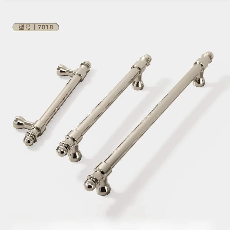 Guangluo Bright Silver Wardrobe Door Pull Handle French Kitchen Pantry Cabinet Door Handles Solid Furniture Handles Drawer Singl