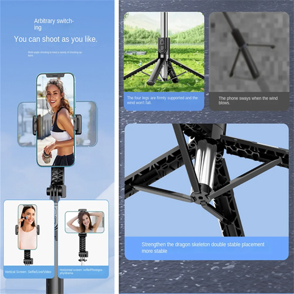 FANGTUOSI 2025 جديد 40 بوصة ترايبود المحمولة حامل قابل للطي ل Vlog اطلاق النار سجل عصا سيلفي لاسلكية مع جهاز تحكم عن بعد بلوتوث
