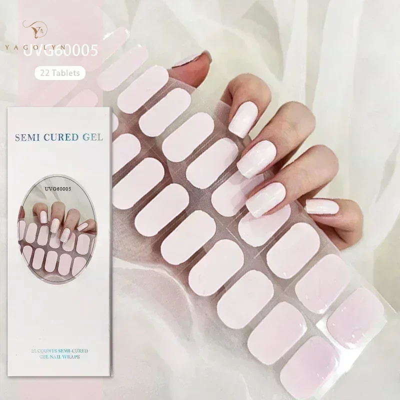 22Tips Naakt Semi-Geharde Gel Nail Patch Slider Lijm Waterdicht Langdurige Aurora Volledige Dekking Gel Nail Sticker UV Lamp Nodig