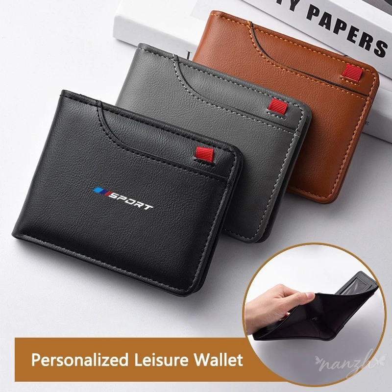 

Wallet Car Leather Coin Purse Personalised ID Card Holder For BMW 1 3 5 Series G30 G20 F30 F10 E60 X1 X3 E70 F15 F48a Key Bag