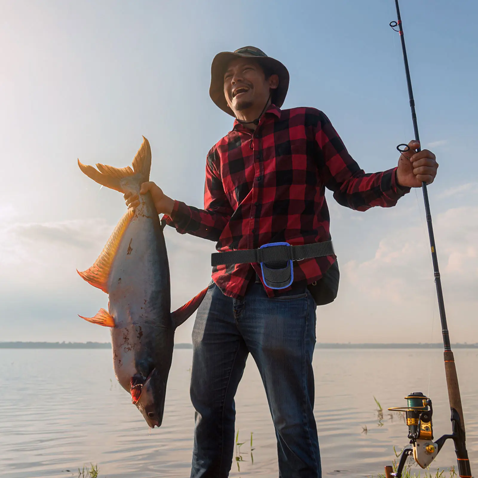 

Портативный регулируемый пояс для рыбалки из оксфордской ткани с быстросъемной пряжкой, держатель для удочки, легкий и прочный, снаряжение для рыбалки на открытом воздухе