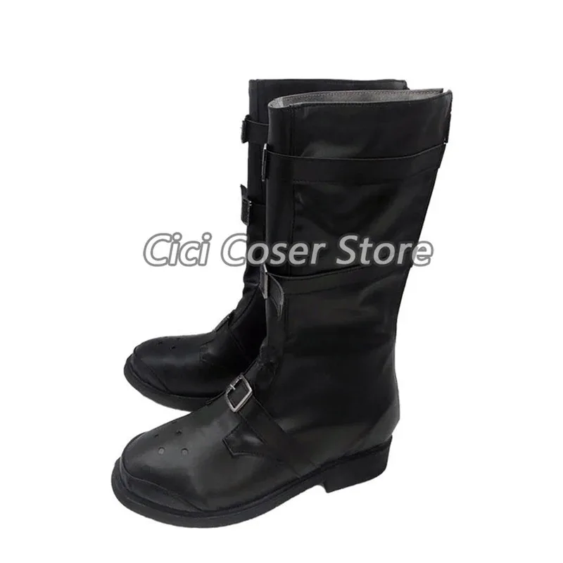 لعبة Wuthering Waves Rover أحذية تنكرية للرجال مخصصة لحفلات الهالوين كرنفال لعب الأدوار إكسسوارات أحذية سوداء برقبة للرجال والنساء