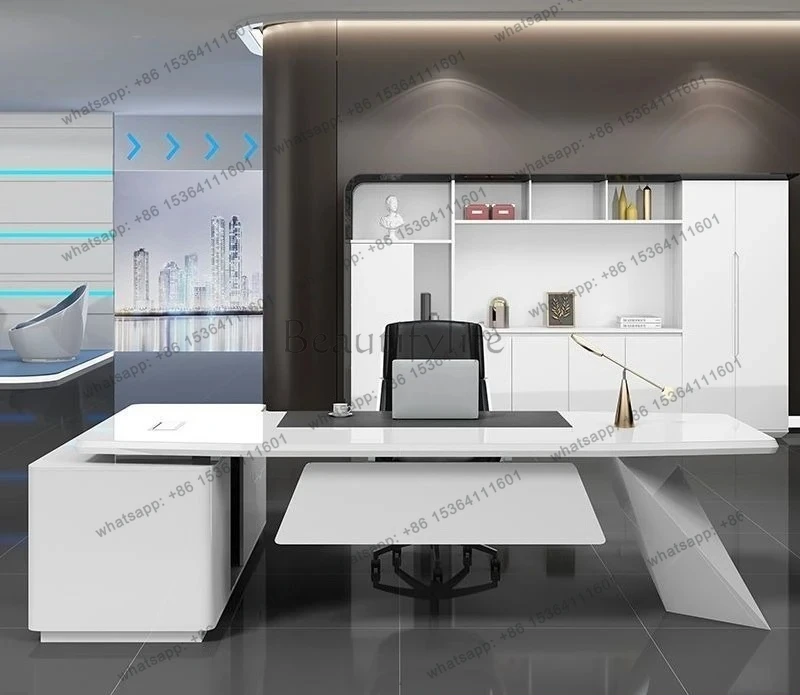 Painted Executive Desk and Chair Set, President's Desk, Simple Modern Office Furniture